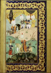 Imperio Otomano: representación del Sultán Selim I llamado el Terrible (1470-1520) a caballo. Miniatura del “Divan” (colección de poemas) escrito por el Sultán Selim I. (Ms. FY1330, fol. 27) siglo XVI. Estambul, Biblioteca Universitaria