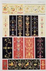 Decoración estilo pompeyano, Placa XXV de Grammar of Ornament, por Owen Jones (1809-1874), Londres