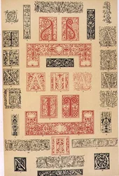 Ejemplares de adornos tipográficos del siglo XVI en Italia y Francia, publicados por Aldine, Giunta y Stephan, capítulo XIX, lámina XC, de 