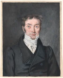 Retrato del maestro Hans Jensen Visby (1777-1870), de Aagerup, parroquia de Ramløse