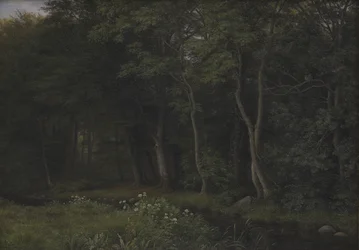 Crepúsculo en un bosque cerca de la Mansión Iselingen, Zelanda