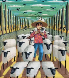 El niño pastor, 2025 (gesso tintado)