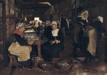 Establecimiento de curado y empaquetado de sardinas en Concarneau