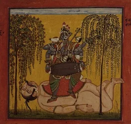 Bhadrakali, de un texto tántrico, Basohli, Himachal Pradesh
