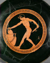Joven atleta sacando aceite de un tarro grande ...