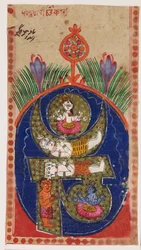 Om mantra con figuras de deidades