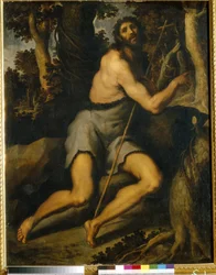 San Juan Bautista en el desierto. Jacopo Palma il Giovane, el Joven (1544-1628), óleo sobre lienzo, siglos XVI-XVII. Arte italiano (Venecia), Manierismo. Museo de Arte Occidental y Oriental, Kyiv (Ucrania).