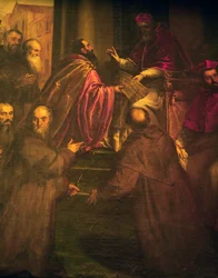 Pablo IV entregando la bula papal de la fundación de la Orden de los Crucíferos (Crociferi)