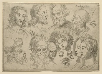 Placa de boceto con diez cabezas, 1636