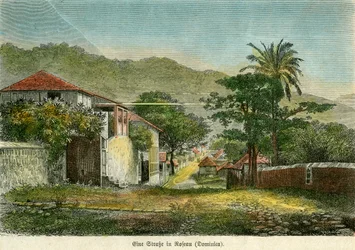 Una calle en Roseau, Dominica, c. 1880