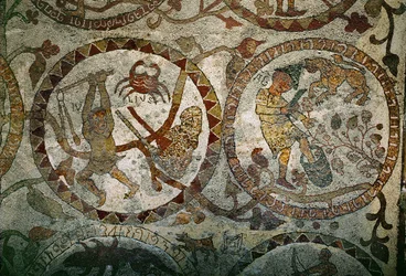 Los signos del Zodíaco del suelo de mosaico del (mosaico)