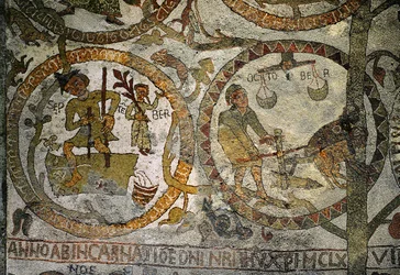 Los signos del Zodiaco del suelo de mosaico de la
catedral de Otranto (mosaico)