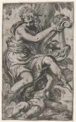 Cupido y Apolo con una lira, ca. 1568