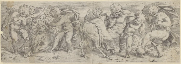 Borracho sátiro y putti