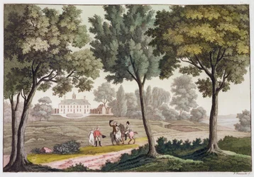 Casa de George Washington en Mount Vernon, Virginia, EE.UU., c1820-1839