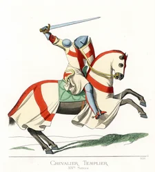 Un caballero templario a caballo