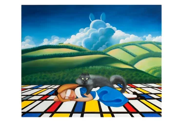 Es hora de despertar, Alice, 2019 (óleo sobre panel de madera)
