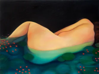 Nightswimming, 2019 (óleo sobre panel de madera)