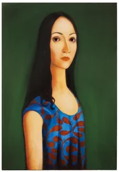 El vestido azul, 2017 (óleo sobre panel de madera)