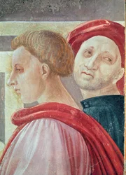 Cabezas de dos hombres, de la Presentación de María en el Templo, 1433-34 (detalle)