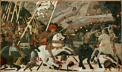 La batalla de San Romano en 1432 (temple al huevo sobre álamo)