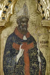 San Hermolaus, detalle del Políptico de la Crucifixión con Santos de 1630100