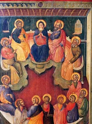 La Virgen rodeada de doce apóstoles o Pentecostés, de Paolo Veneziano (activo 1333-1358)
