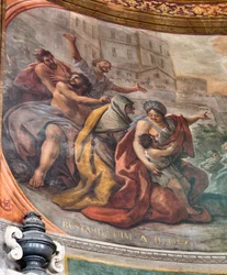 Frescos de Paolo de Matteis fechados en 1714 en la bóveda y en el tambor, que representan la vida del Santo, Capilla de San Cataldo en la Catedral, Taranto, Italia (foto)