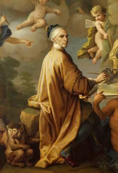 Autorretrato, mientras pinta la paz de Rastadt, de Paolo de Matteis (1662-1728), óleo sobre lienzo