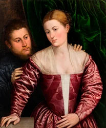 Doble retrato de una mujer veneciana y su caballero, c. 1560