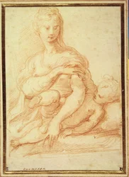 La Virgen jugando con el Niño en su regazo