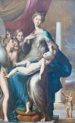 Virgen con el Niño y ángeles, conocida como Virgen del cuello largo