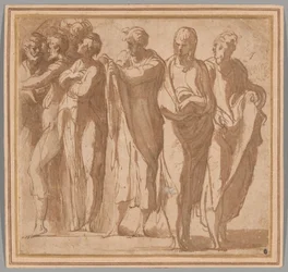 Grupo de nueve figuras de pie