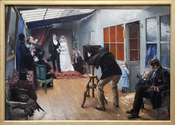 Una boda con el fotógrafo, Pintura realizada en 1879 por Pascal Adolphe Jean Dagnan Bouveret (1852-1929). Fotografía, KIM Youngtae, Lyon, Musee des Beaux Arts de Lyon.