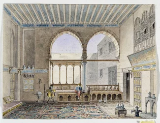 Vista del interior del Palacio del Jeque Jabarti. Acuarela de Pascal Coste (1787-1879) Museo de Arqueología del Mediterráneo, Marsella