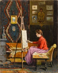Niña pintora y su estudio