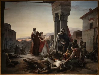La madre de Ricciardino Langosco buscando el cadáver de su hijo asesinado durante la conquista de Pavía a manos de Matteo Visconti en 1315