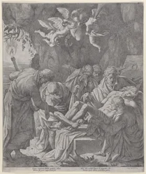 Cristo siendo colocado en el sepulcro mientras la Virgen llora detrás, 1600-30