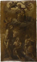 Virgen y Niño en gloria con los santos Sebastián, Juan el Evangelista y Roque