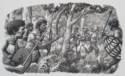 Aborígenes (gouache sobre papel)