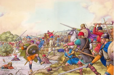 Batalla de los Winwaed (gouache sobre papel)