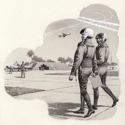 Hangares de la Fuerza Aérea Iraquí (gouache sobre papel)