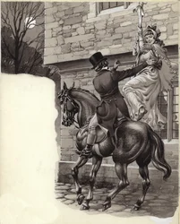 John Peel y Mary White se fugan a Gretna Green (gouache sobre papel)