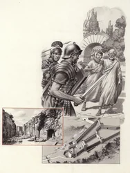 La muerte de Arquímedes (gouache sobre papel)