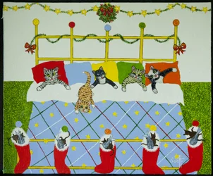 Mañana de Navidad 5 en una cama