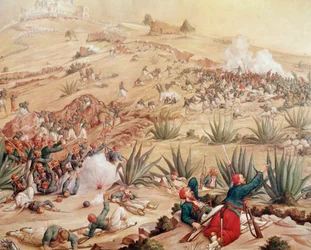 Expedición a México: La Batalla de Puebla el 5/05/1862 alrededor de la ciudad de Puebla de los Ángeles, entre los ejércitos mexicanos, liderados por Ignacio Zaragoza, y los del Segundo Imperio Francés, liderados por Charles Ferdinand Latrille, Conde de Lor