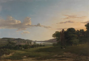 Vista de Cessford y el pueblo de Caverton, Roxboroughshire, en la distancia