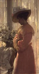Dama en un interior rosa