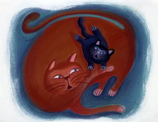 Gata y su gatito - ilustración de Patrizia La Porta