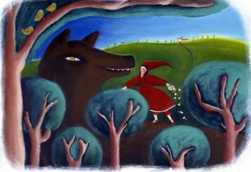 Ilustración para Caperucita Roja (pastel)